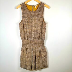 Joie 100% Silk Kieran Drop Waist Smocked Waist Sleeveless Mini Shift Dress Small